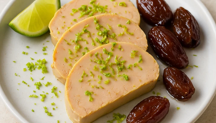 Foie gras au zeste de citron vert, confit de dattes visuel