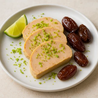 Foie gras au zeste de citron vert, confit de dattes Visuel